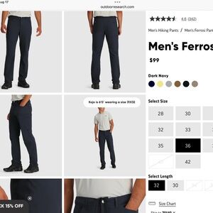 Men’s Outdoor Research Hiking Pants.  W 36, L 32.  Olive Green.  New with tags